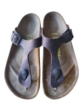 Birkenstock Gizeh Brown Oiled Leather Thong Sandals EU 38 US Women's 7 Men's 5 M